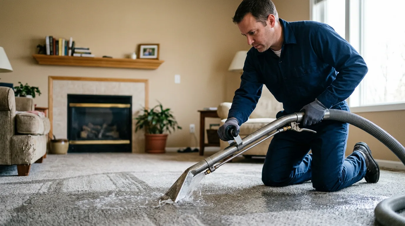 Water damage restoration technician working near Harleigh, PA